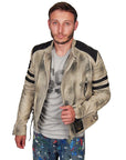 JUNKER DESIGNS - "SERPENT" Leather Biker Jacket in Off-White