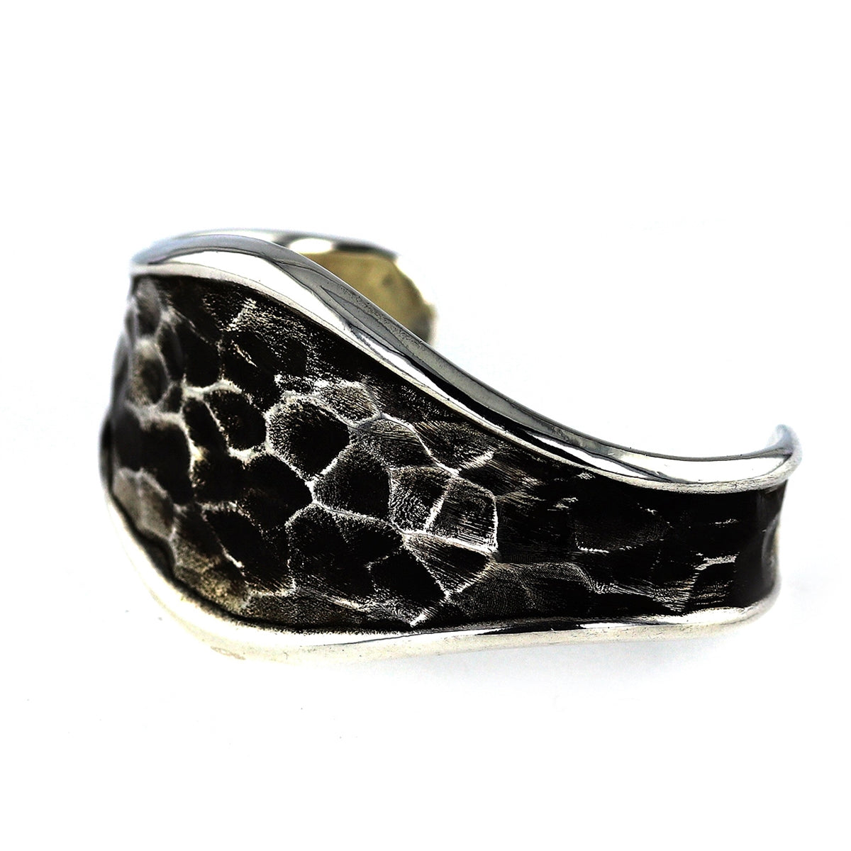 KING BABY - &quot;HAMMERED SHIELD&quot; Textured Cuff in Sterling Silver