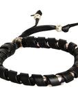 KING BABY - "SILVER AND BLACK" Leather and Silver Wrapped Bracelet