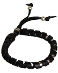KING BABY - "SILVER AND BLACK" Leather and Silver Wrapped Bracelet