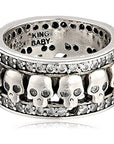 King Baby - "WIDE BAND SKULL RING" with Brilliant CZs