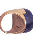 LYDIA MARCOS DESIGN - "STATEMENT" Chunky Ring with Blue Elder Wood and Copper