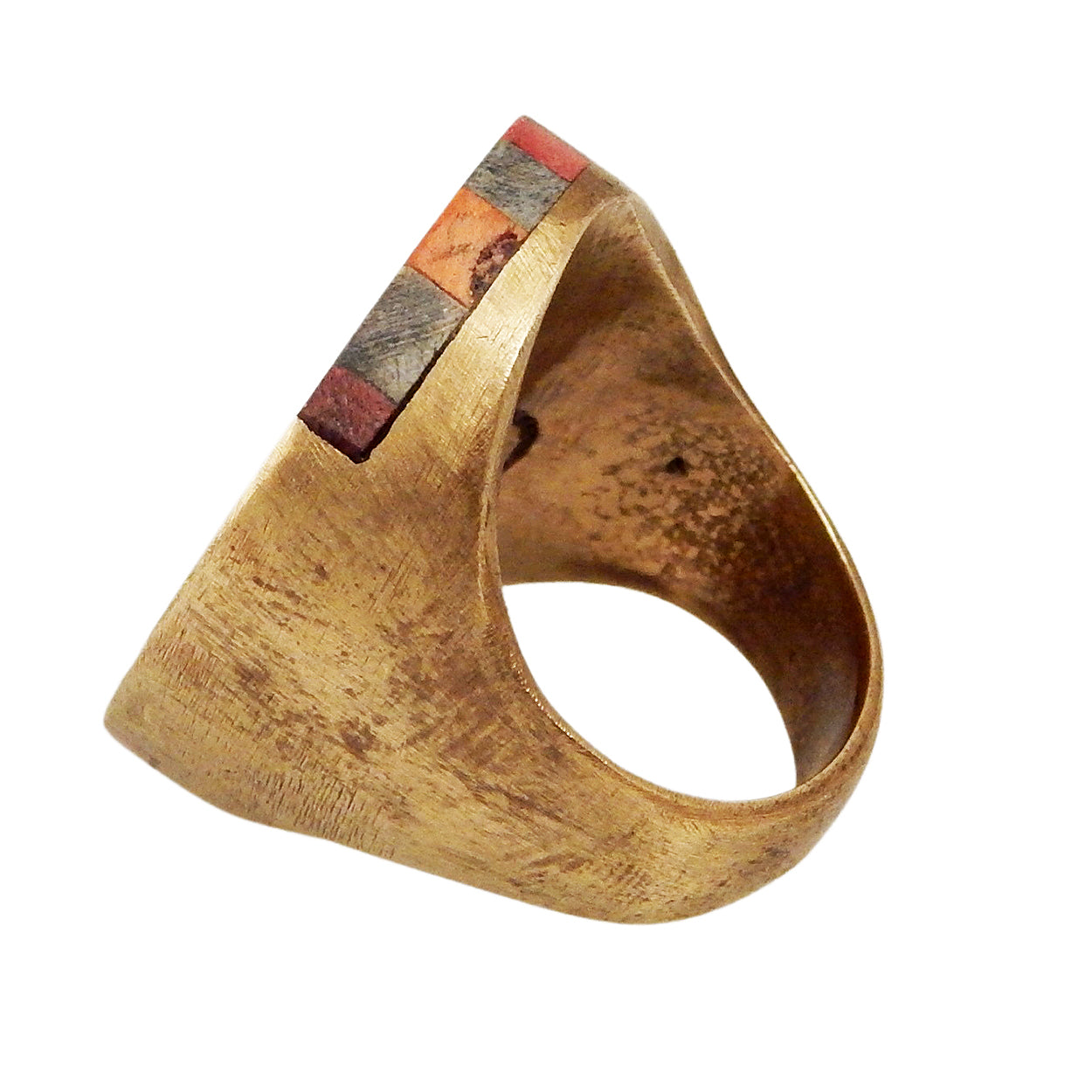 LYDIA MARCOS DESIGN - &quot;STATEMENT&quot; Chunky Ring with Inlaid Wood and Copper