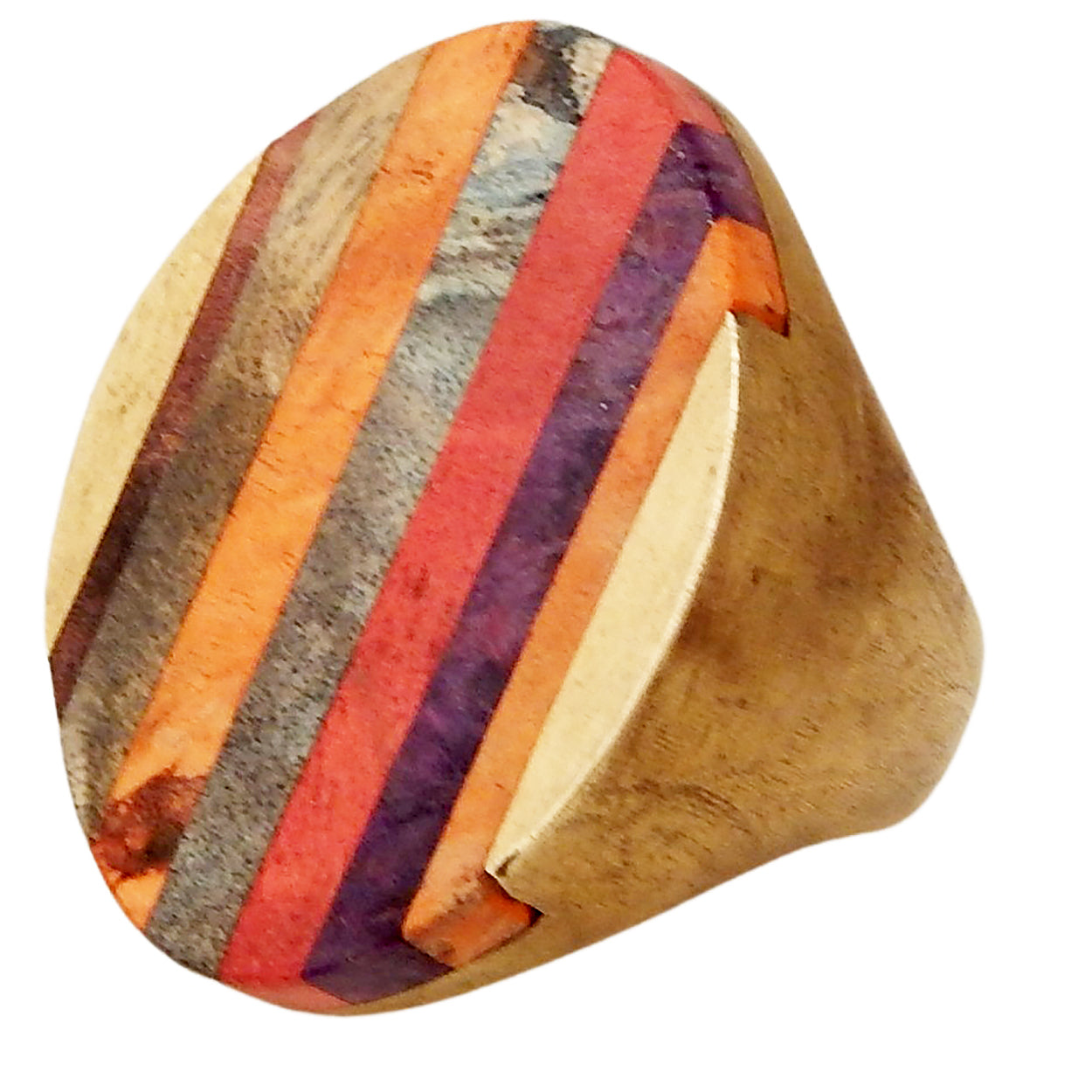 LYDIA MARCOS DESIGN - &quot;STATEMENT&quot; Chunky Ring with Inlaid Wood and Copper