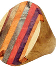 LYDIA MARCOS DESIGN - "STATEMENT" Chunky Ring with Inlaid Wood and Copper