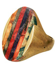 LYDIA MARCOS DESIGN - "STATEMENT" Chunky Ring with Inlaid Wood and Copper