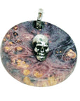 MARCOS - "SKULL ROUND PENDANT" with Purple Ebony Wood and Sterling Silver