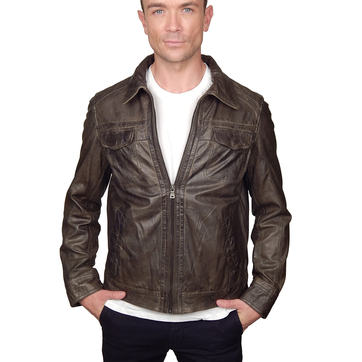 Missani Le Collezioni - &quot;PICCOLI&quot; Leather Jacket in Olive