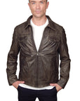 Missani Le Collezioni - "PICCOLI" Leather Jacket in Olive