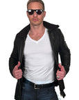 Men's OBELISK - "BONDING" Black Leather Jacket