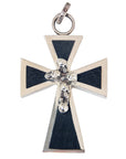 MARCOS - "MULTI-MINI SKULL CROSS" Pendant in Sterling Silver with inlaid Ebony Wood