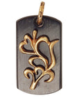 MARCOS - "IVY HEART" Pendant in Ebony Wood and Gold Plated Silver