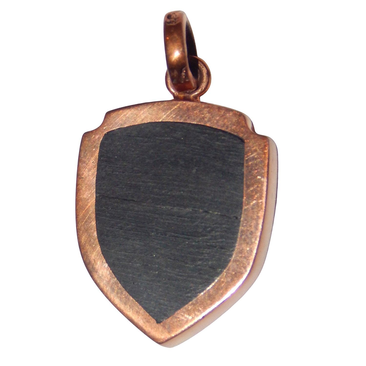 MARCOS - &quot;SHIELD&quot; Pendant in Copper with Ebony Wood Inlay