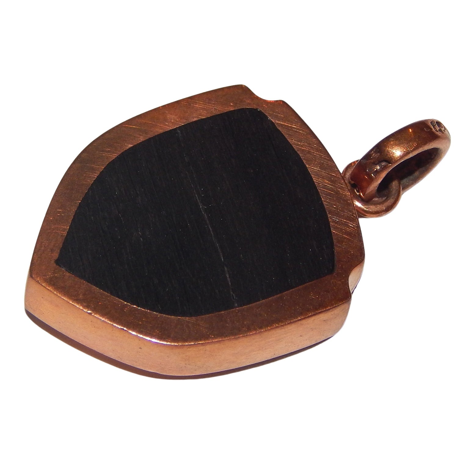MARCOS - &quot;SHIELD&quot; Pendant in Copper with Ebony Wood Inlay