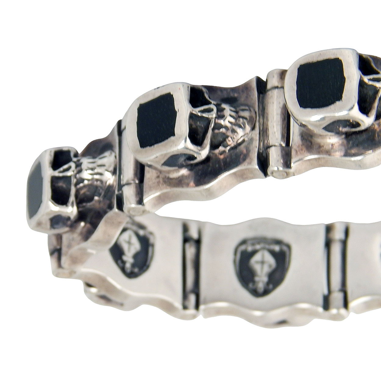 MARCOS - &quot;SKULL&quot; Limited Edition Bracelet in Sterling Silver and Ebony Wood