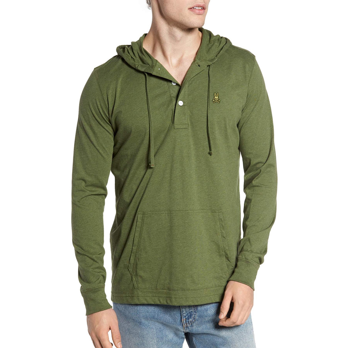 Men's PSYCHO BUNNY - "DELANO" Placket Hoodie in Clover