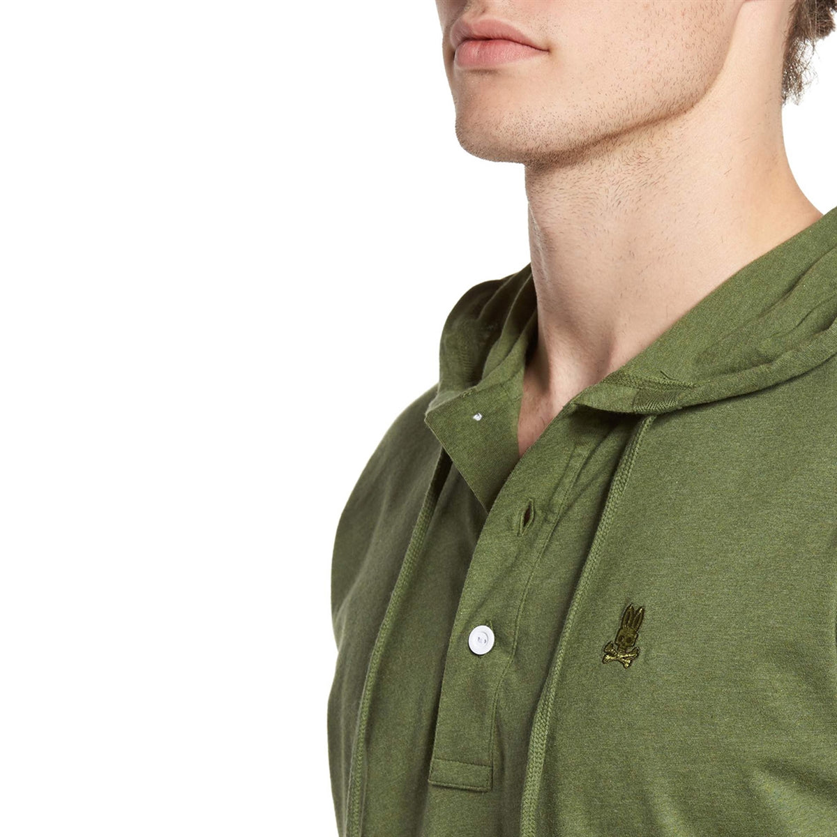 Men's PSYCHO BUNNY - "DELANO" Placket Hoodie in Clover