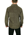 Men's PROSPECTIVE FLOW - "AOMORI" Micro-Corduroy Shirt in Olive