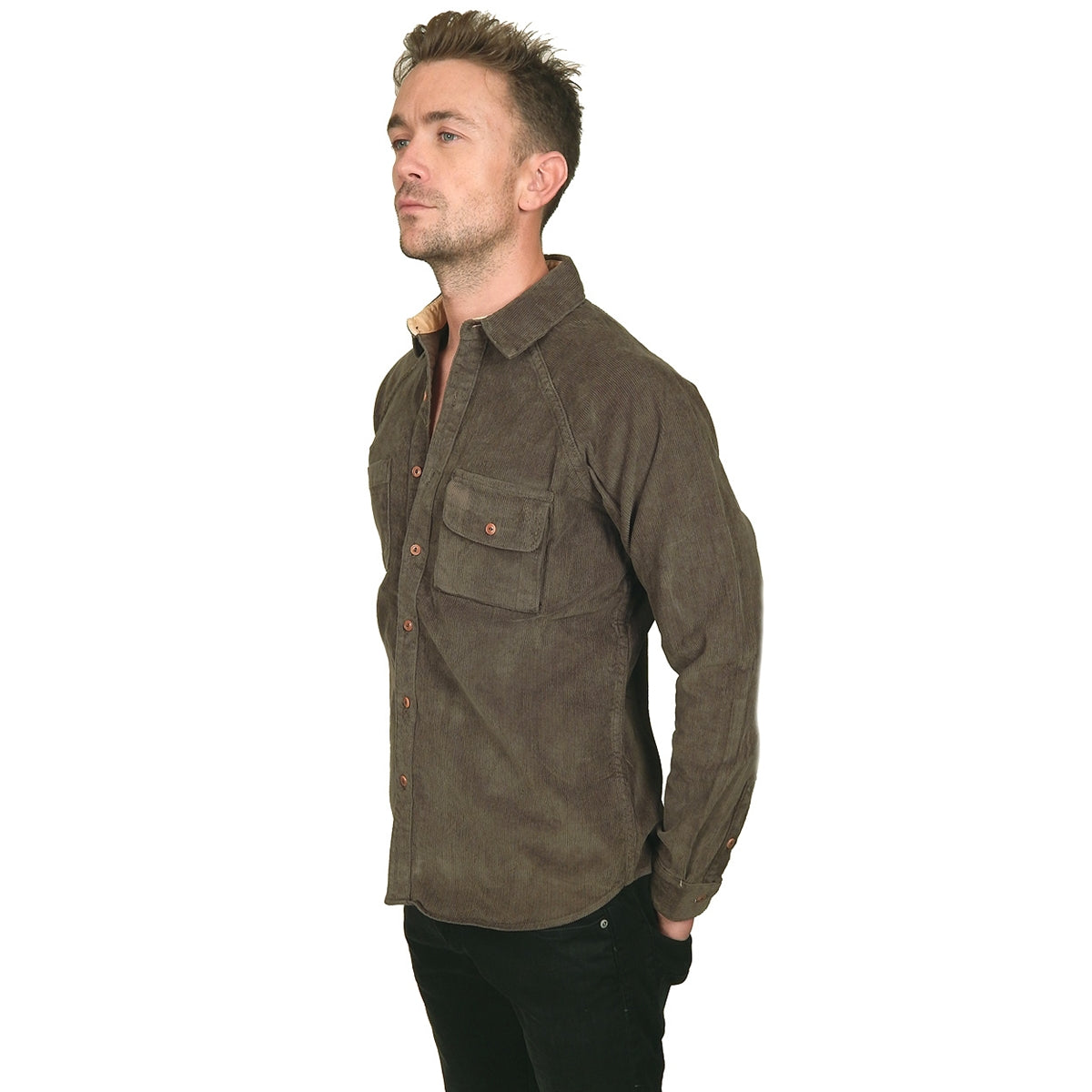 Men's PROSPECTIVE FLOW - AOMORI Micro-Corduroy Shirt in Olive – J. Ransom  LA