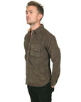 Men's PROSPECTIVE FLOW - "AOMORI" Micro-Corduroy Shirt in Olive