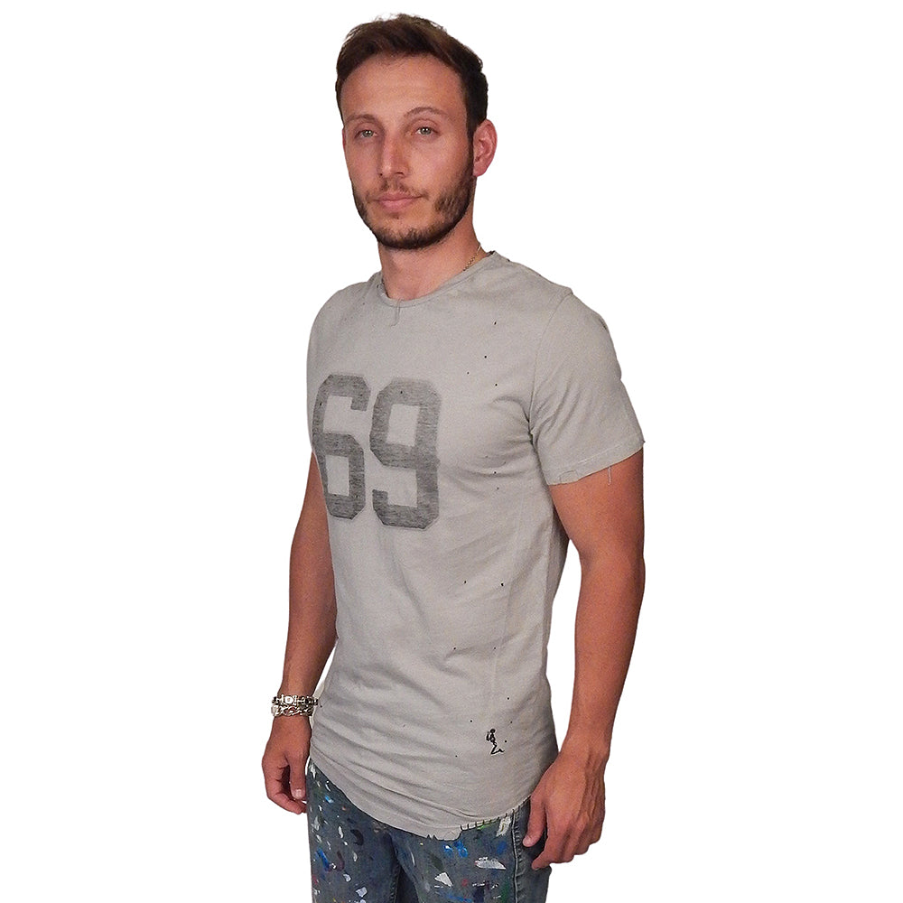 RELIGION - &quot;69&quot; SS Crew T-Shirt in Vintage Grey