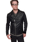 RELIGION - "CUTTER" Leather Jacket in Jet Black