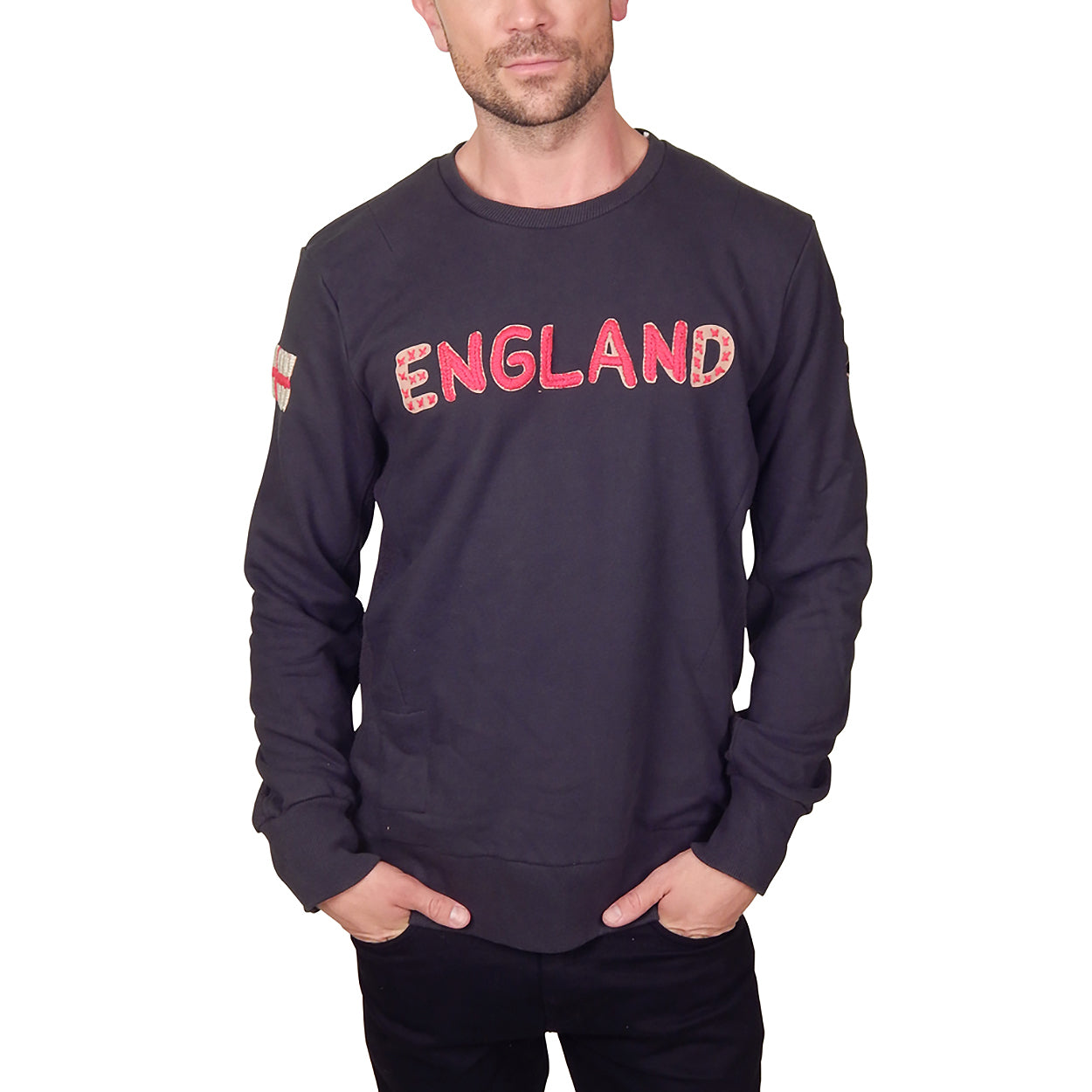 RELIGION - &quot;ENGLAND&quot; Embroidered Sweatshirt in Washed Black