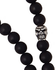 DOUBLE CROSS by Travis Walker - "MATTE ONYX and SKULL" Beaded Necklace - 21"