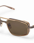 AKONI - "ATLANTIS" Sunglasses in Antique Gold with Brushed 12k Gold - Crystal Sand and Dark Brown Lenses