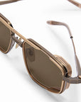 AKONI - "ATLANTIS" Sunglasses in Antique Gold with Brushed 12k Gold - Crystal Sand and Dark Brown Lenses