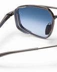 AKONI - "ATLANTIS" Sunglasses in Brushed Black Frames w/Crystal Grey Accents and Dusty Blue Gradient Lenses