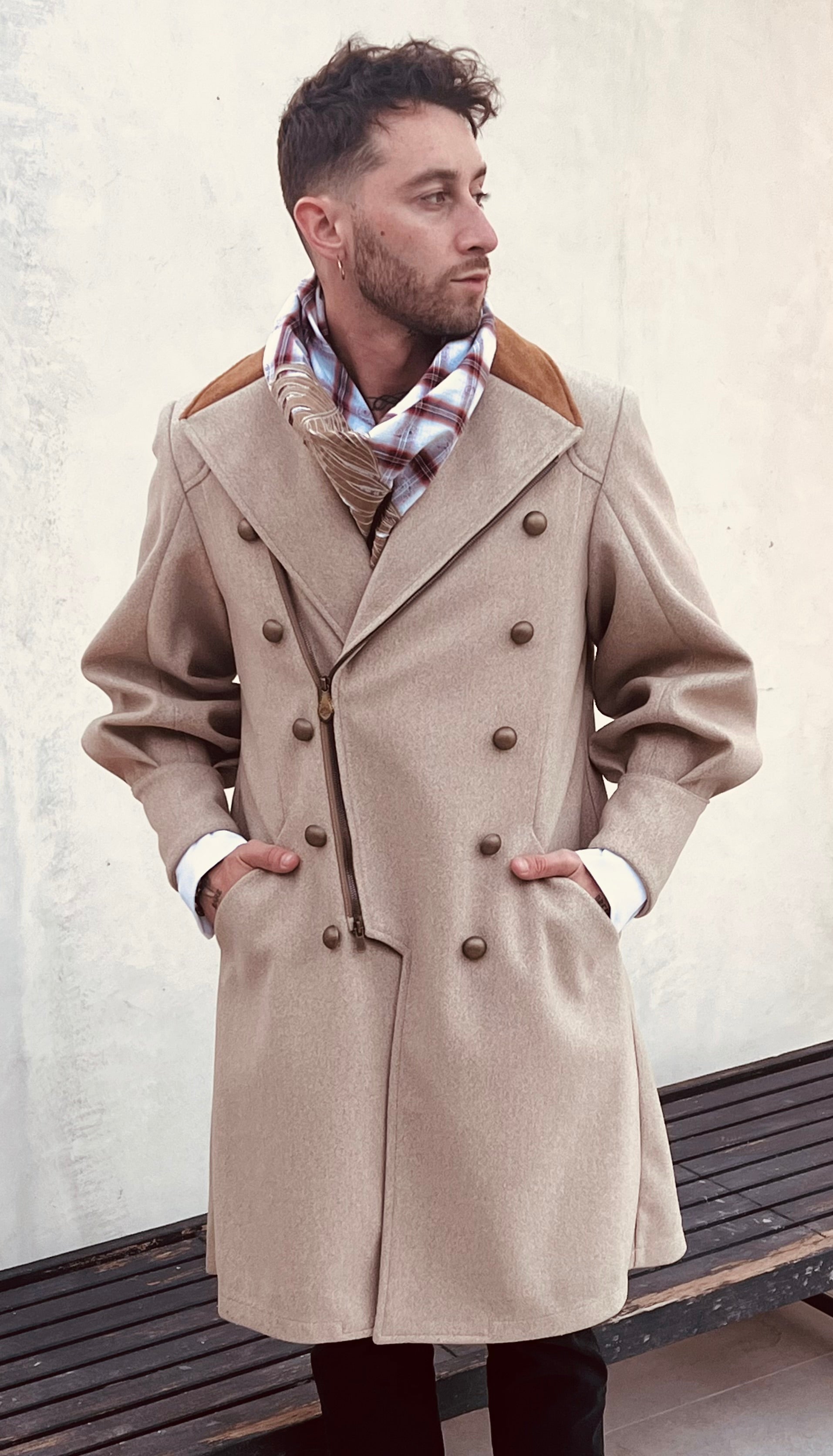 OBELISK - &quot;NAPOLEON&quot;  Melton Coat in Beige