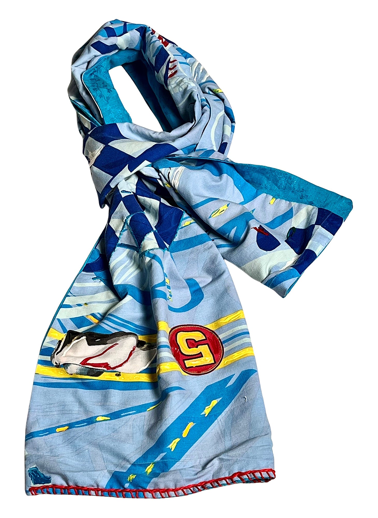 COWBOYS and DEMONS - &quot;SPEED RACER&quot; Scarf with Hand Applied Acrylic Accents