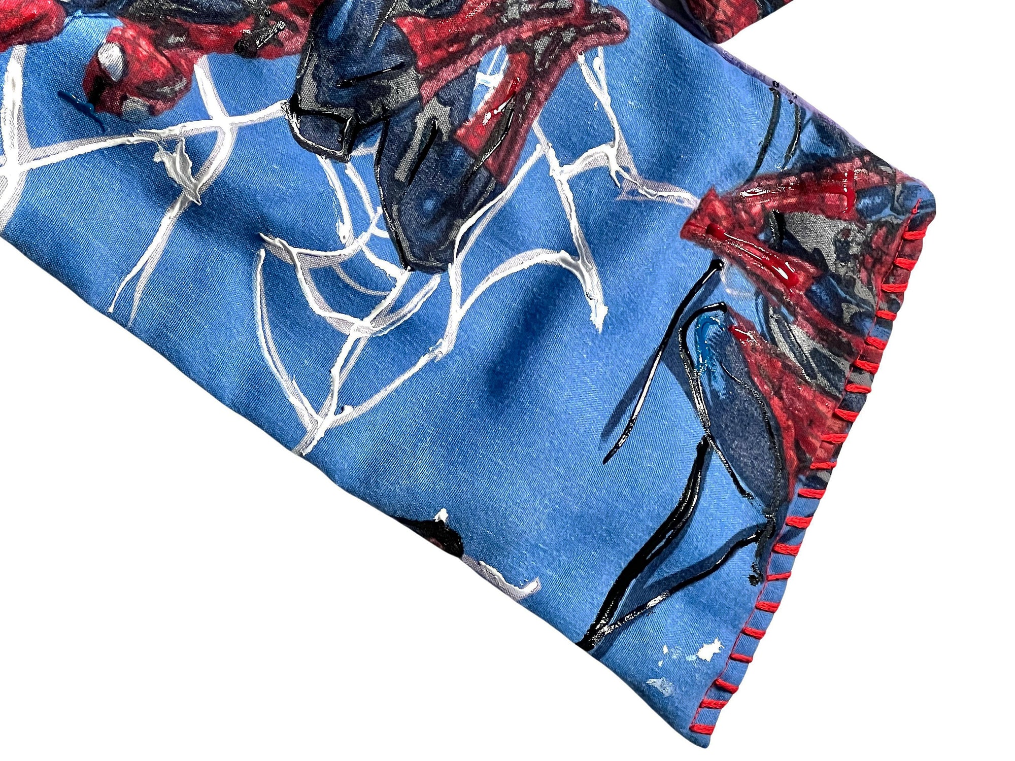 COWBOYS and DEMONS - &quot;SPIDER-MAN ACTION&quot; Scarf with Hand Applied Acrylic Accents