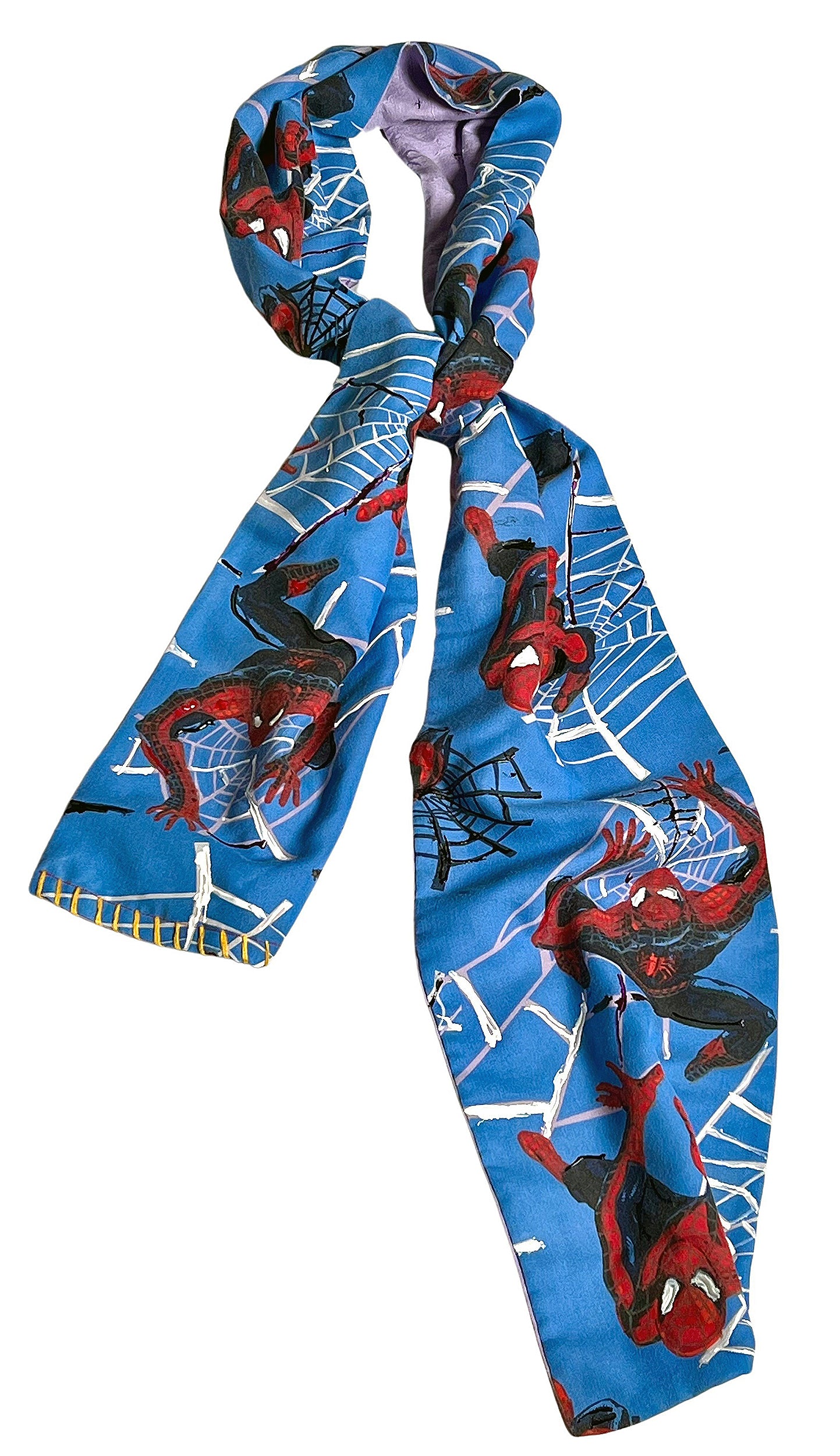 COWBOYS and DEMONS - &quot;SPIDER-MAN WEB SLINGER&quot; Scarf with Hand Applied Acrylic Accents