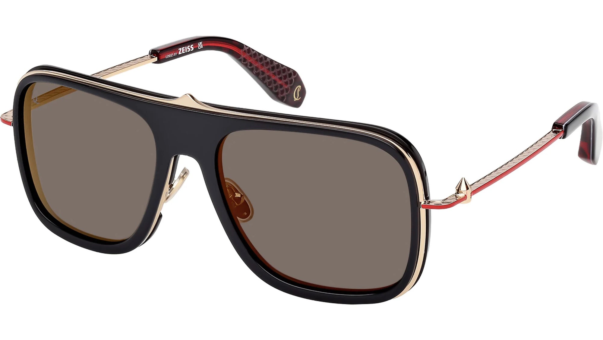 Christian Louboutin - "GREGGO" in Shiny Black Metal with Pale Gold and Red Details