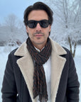 C’N’C Costume National - “STRETTA" Scarf in Burgundy and Black