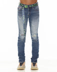 CULT of INDIVIDUALITY - "CULT" Canvas Long Belt in Blue Heaven