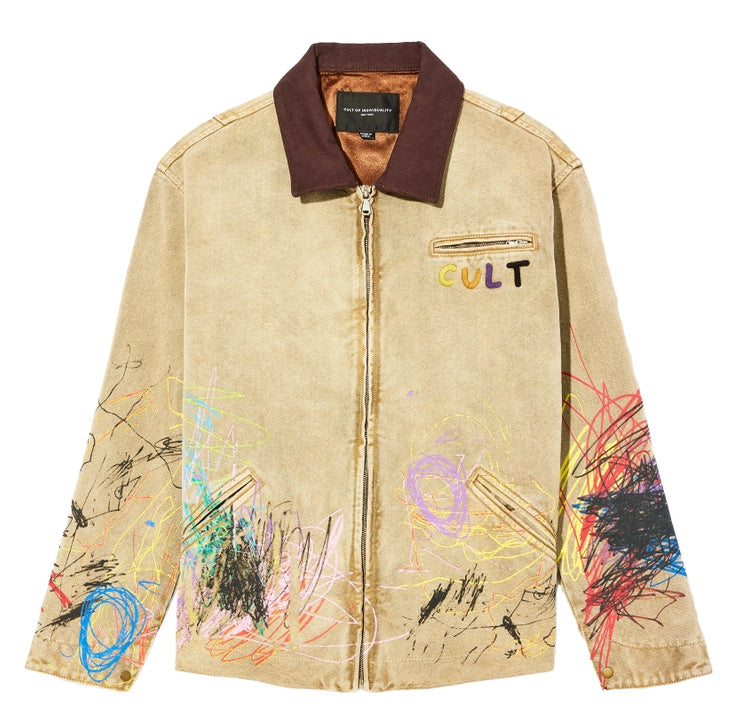 CULT OF INDIVIDUALITY - "SCRIBBLE" Canvas Jacket in Beige