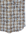 Cult of Individuality - "BROOKLYN" Sleeveless Distressed Flannel Shirt in Grey/Blue
