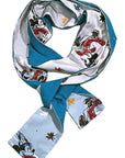 COWBOYS and DEMONS - "FANTASIA" SCARF with Hand Dyed Blue Ends and Acrylic Accents