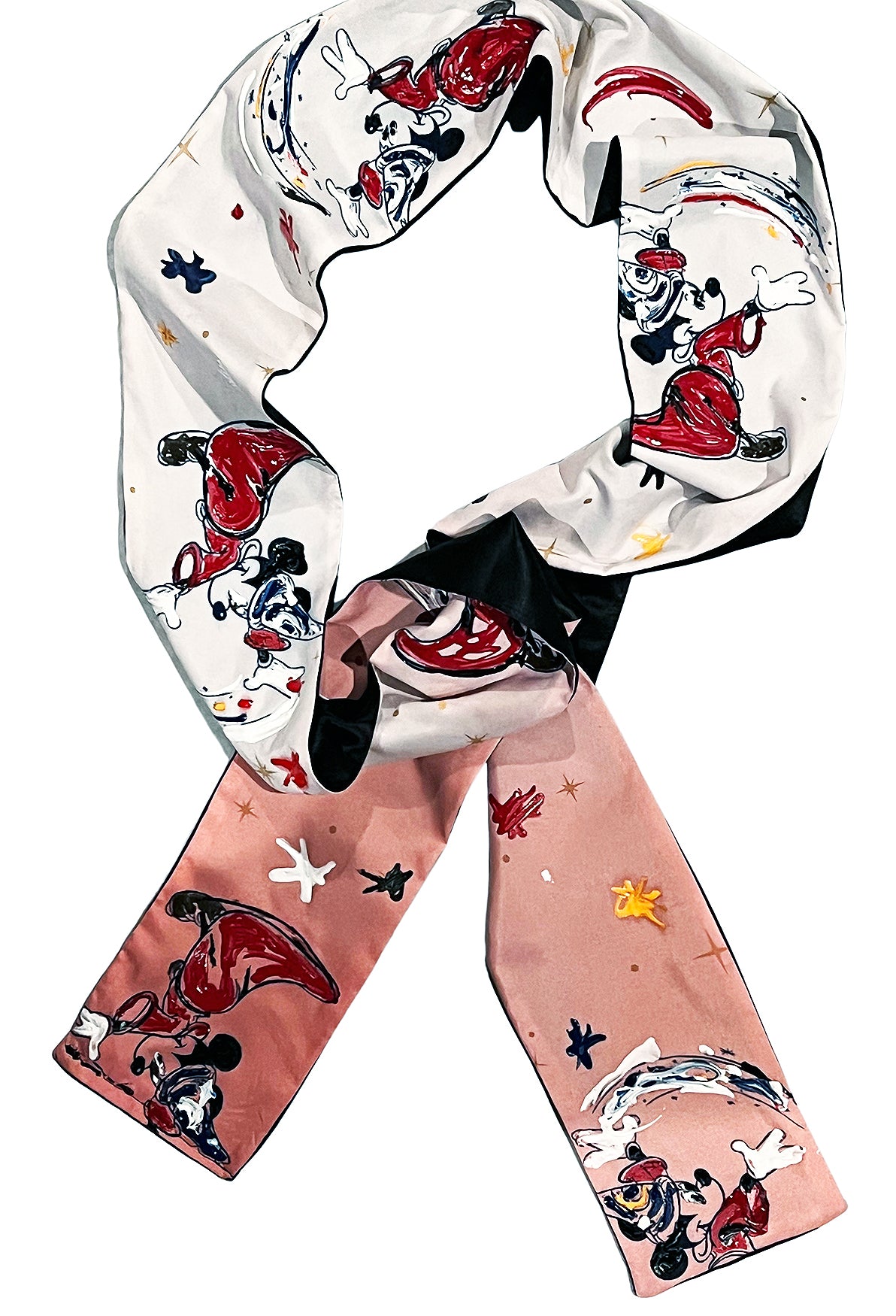 COWBOYS and DEMONS - &quot;FANTASIA&quot; SCARF with Hand Dyed RED Ends and Acrylic Accents
