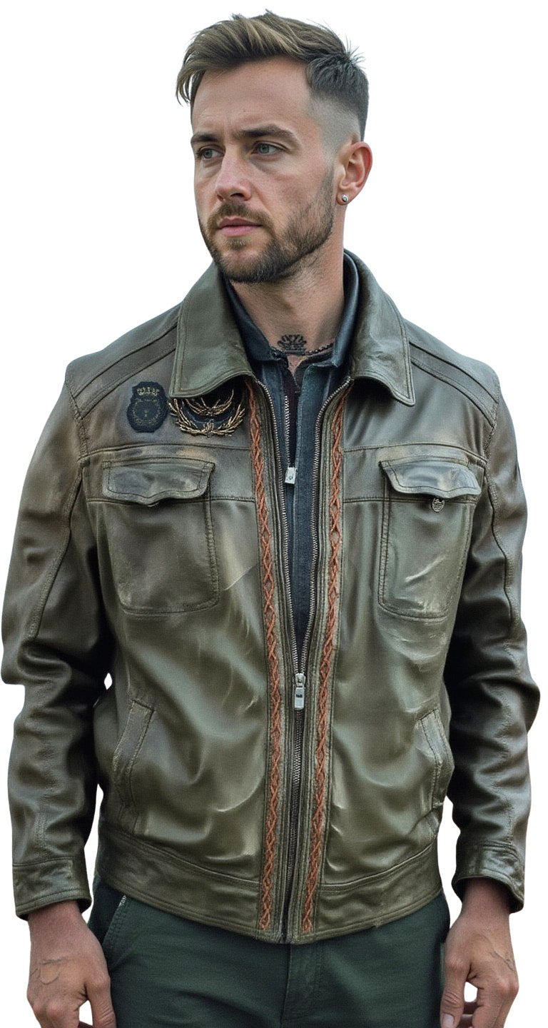Cowboys & Demons – Twisted Leather Jacket in Vintage Green
