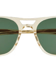 Garrett Leight - "DOC" Sunglasses with Champagne Frames and Semi-Flat Emerald Lenses