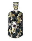 DOUBLE CROSS by Travis Walker - "BREAK OUT SKULL" Dog Tag in 18K Gold and Garnets