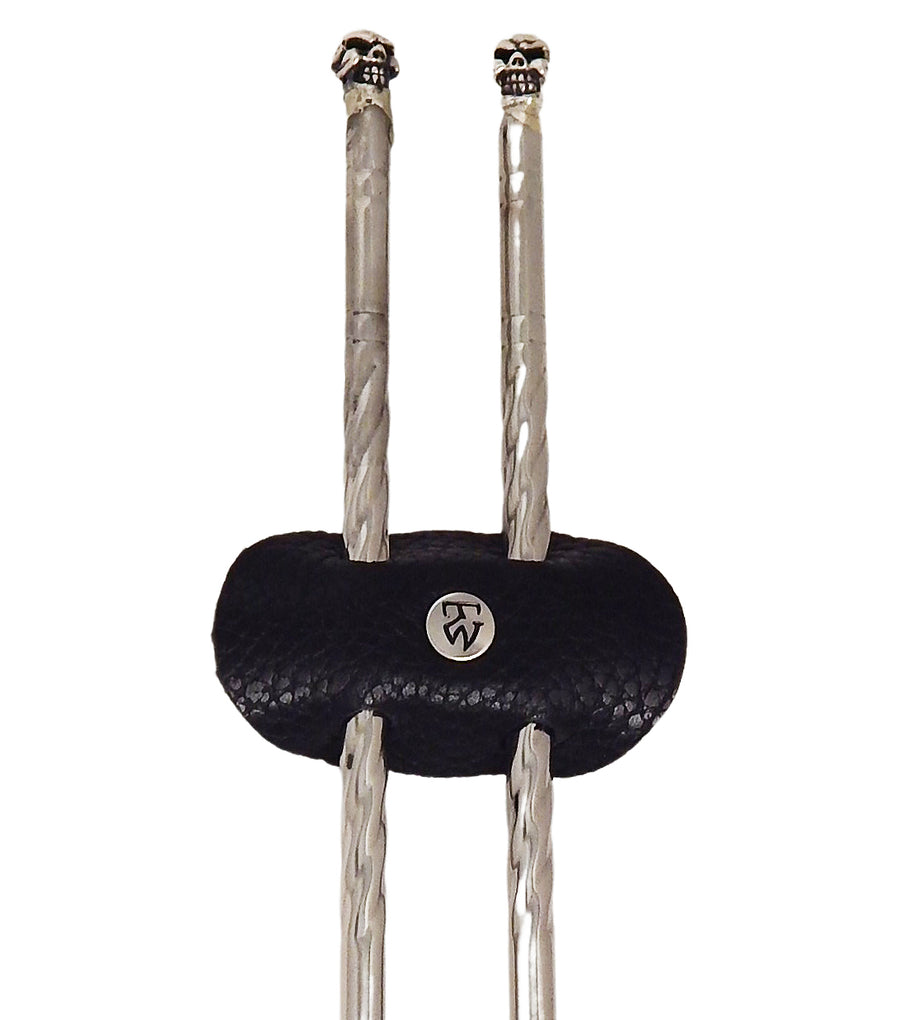 DOUBLE CROSS by Travis Walker - "CHOPSTICKS" in Steel with SILVER SKULLS