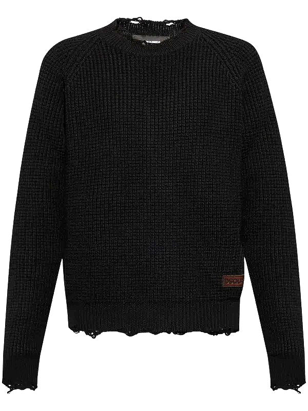 DSQUARED2 クラッシュニット DSQUARED2（ディースクエアード） メンズ クルーネック ニット プル