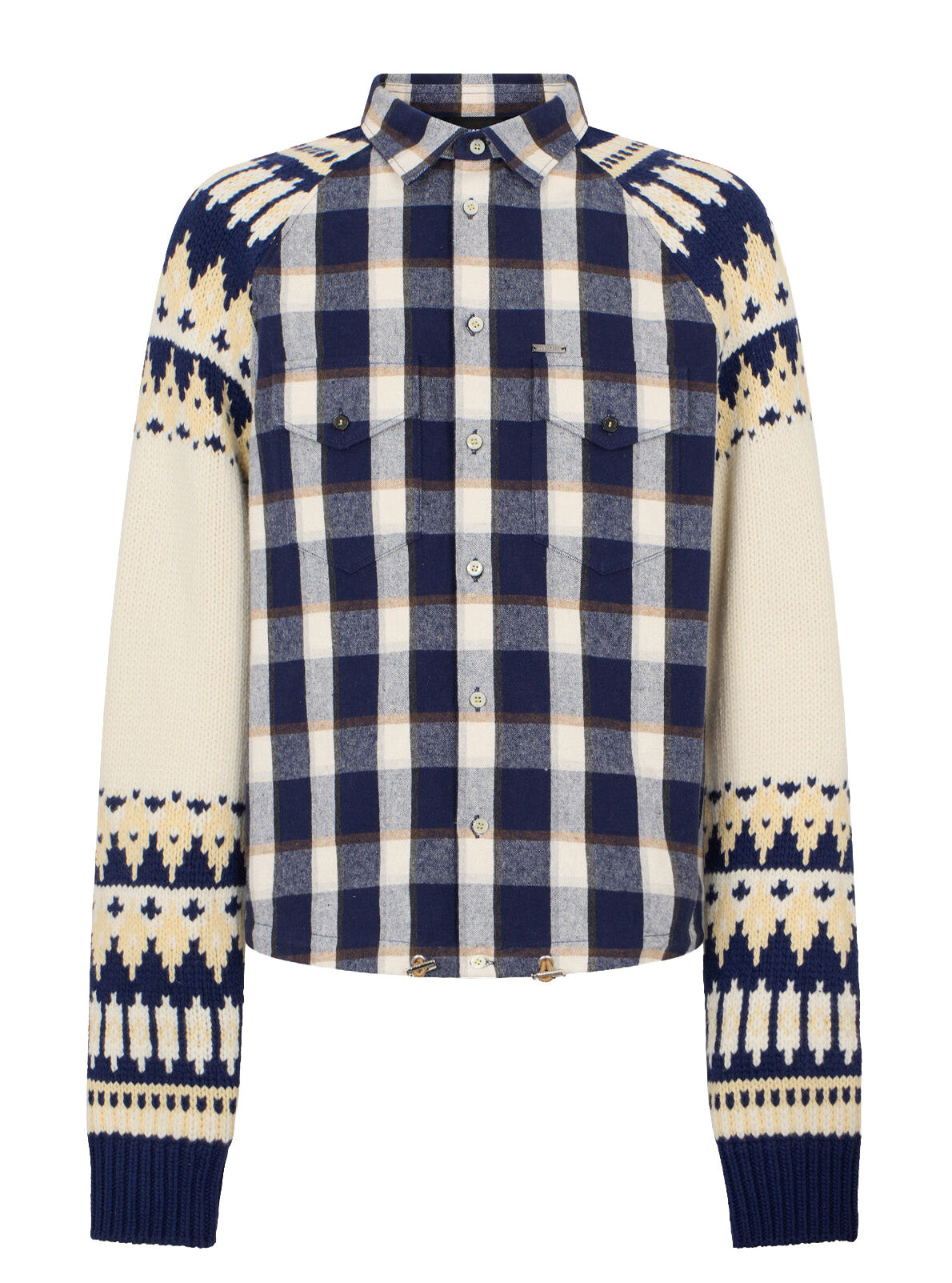 DSquared2 - "HYBRID CHECK DRAWSTRING SHIRT" Flannel and Knit