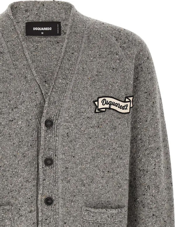 DSquared2 - "KNOP YARN CARDIGAN" in Multi Grey Knit