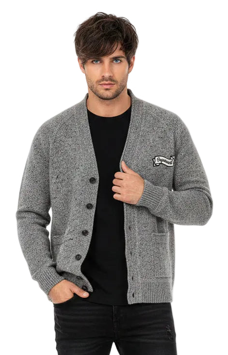 DSquared2 - "KNOP YARN CARDIGAN" in Multi Grey Knit